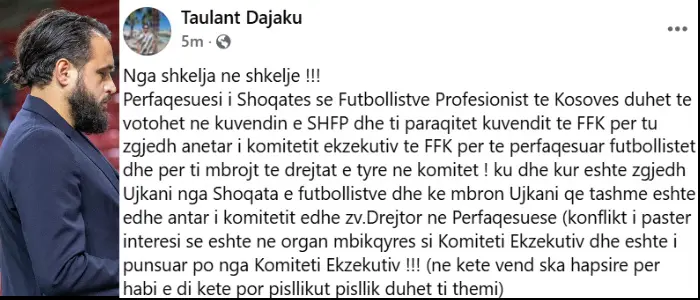 Reagimi i Taulant Dajakut