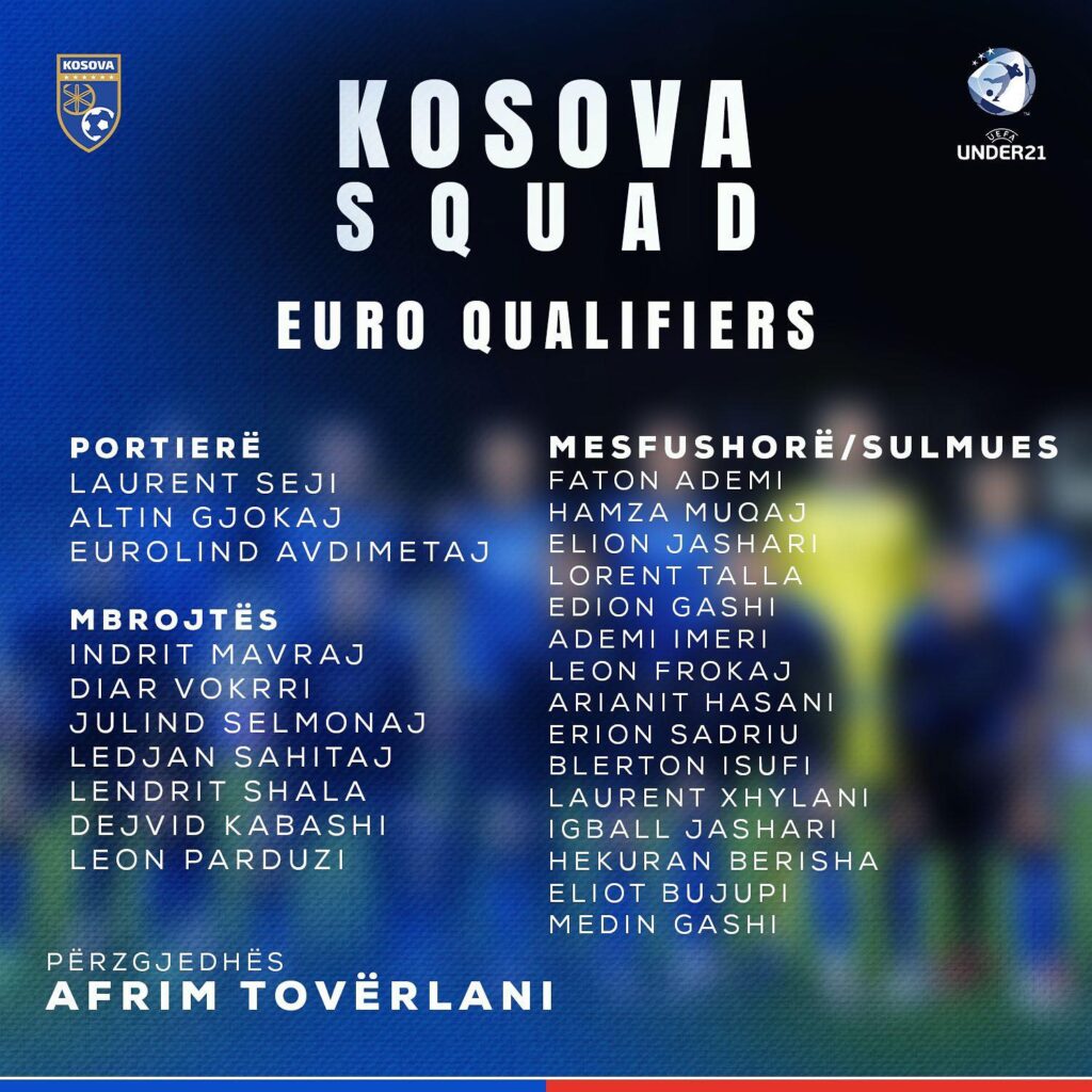 Kosova U21 publikon listën e futbollistëve për ndeshjet e shtatorit 2 Kosova U19