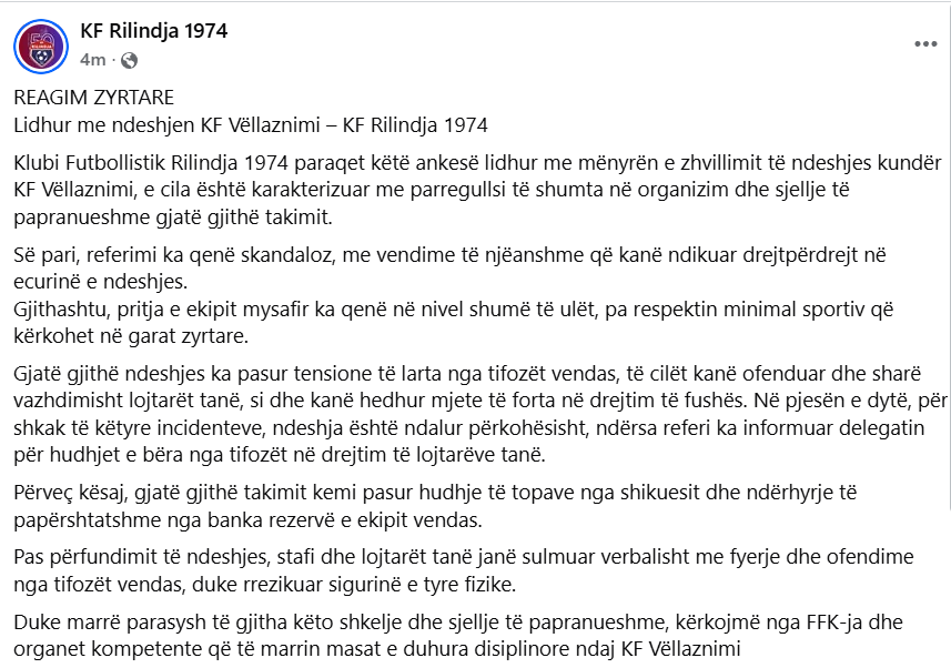 Rilindja 1974 reagon pas humbjes ndaj Vëllaznimit: Akuzon për mikpritje të dobët dhe referim të njëanshëm 2 Reagim - Rilindja 1974