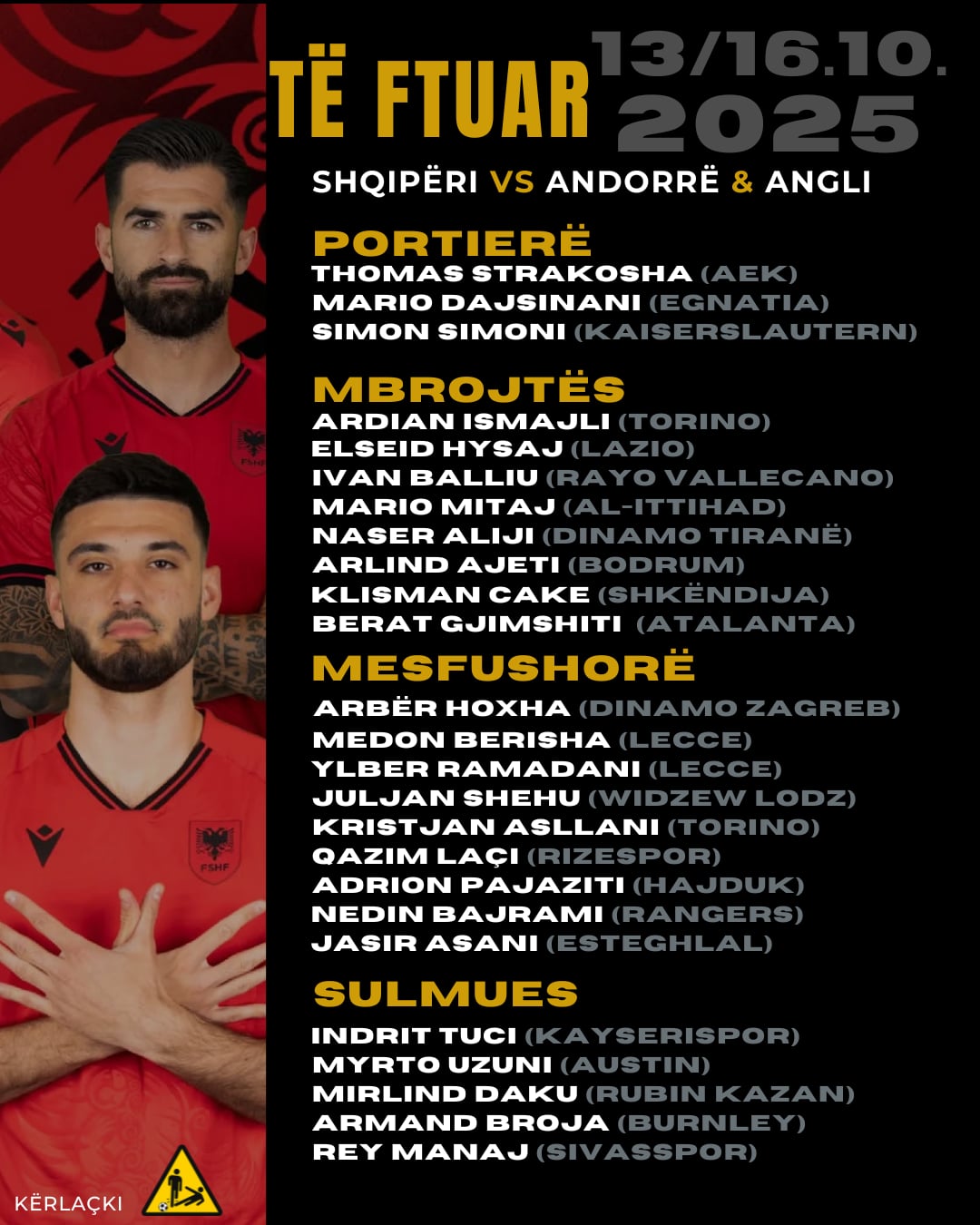 Lista e Shqipërisë për ndeshjet vendimtare drejt Botërorit, rikthehet Ardian Ismajli 19 b8d80a44 0e40 4e5b a6ae dea8aefa3a25